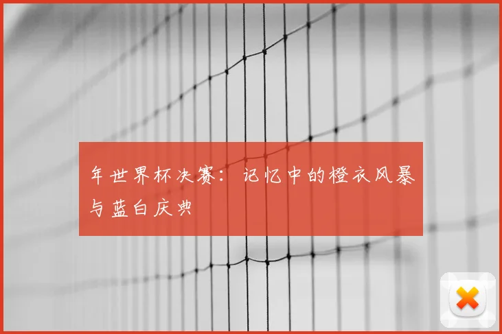 年世界杯决赛：记忆中的橙衣风暴与蓝白庆典